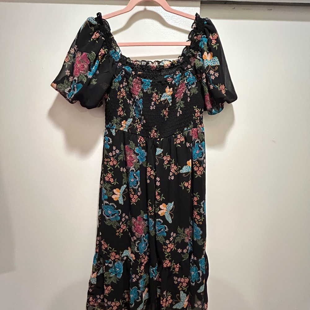 LC Lauren Conrad Blue Puff Sleeve Midi Sundress